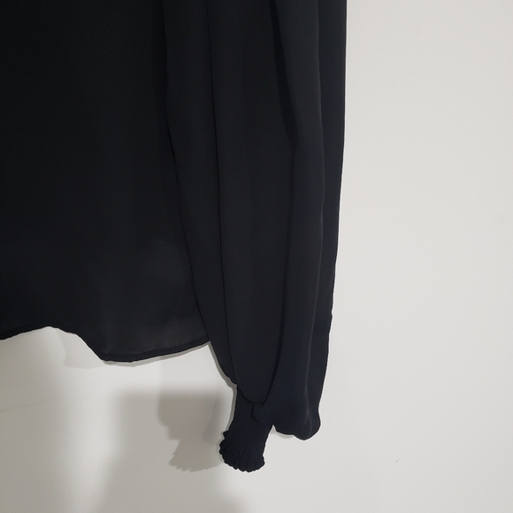 Zara Basic High Neck Ballon sleeves sheer Blact Top Size Small - Picture 4 of 13